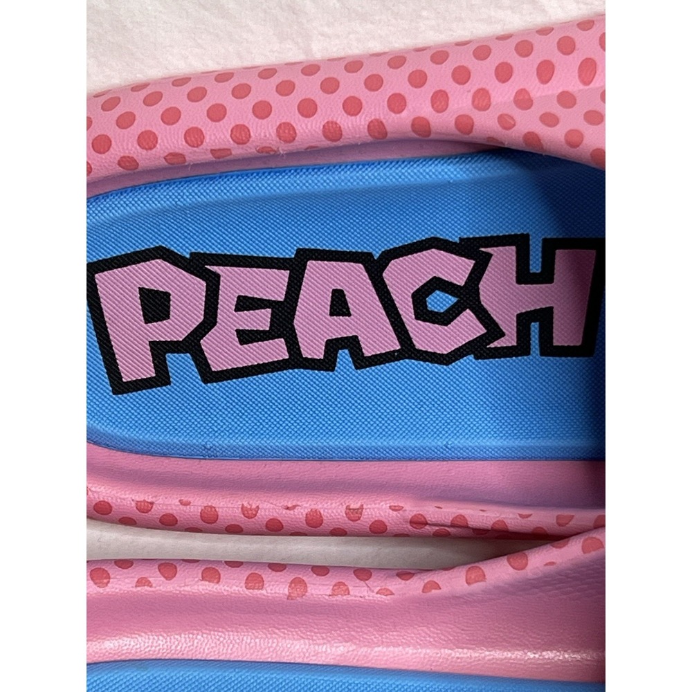 Nintendo Princess Peach Women's Size 7 Slide Sandals Pink Polkadot Ground Up - Picture 3 of 7